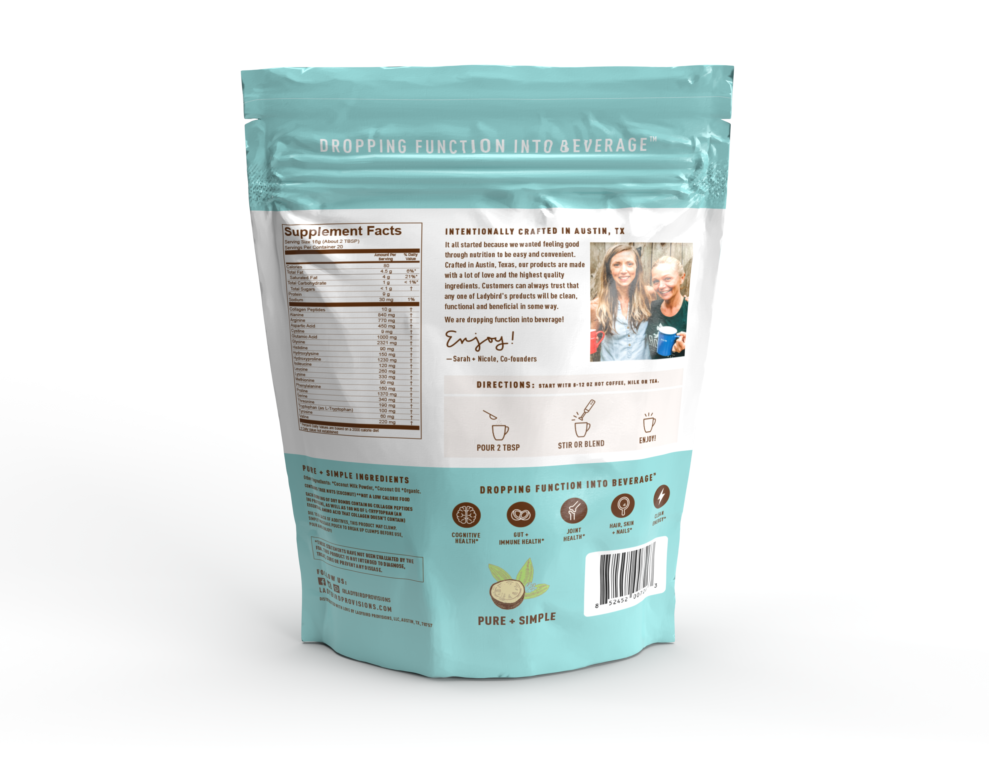 Ladybird Provisions - Wholesale Creamer - PURE + SIMPLE (POUCH) - DAIRY FREE COLLAGEN CREAMER1