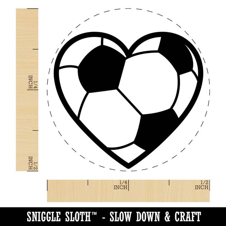 Sniggle Sloth - Wholesale Rubber/Decorative Stamp - Heart Shaped Soccer Ball Futbol Sports Rubber Stamp for Stamping Crafting Planners