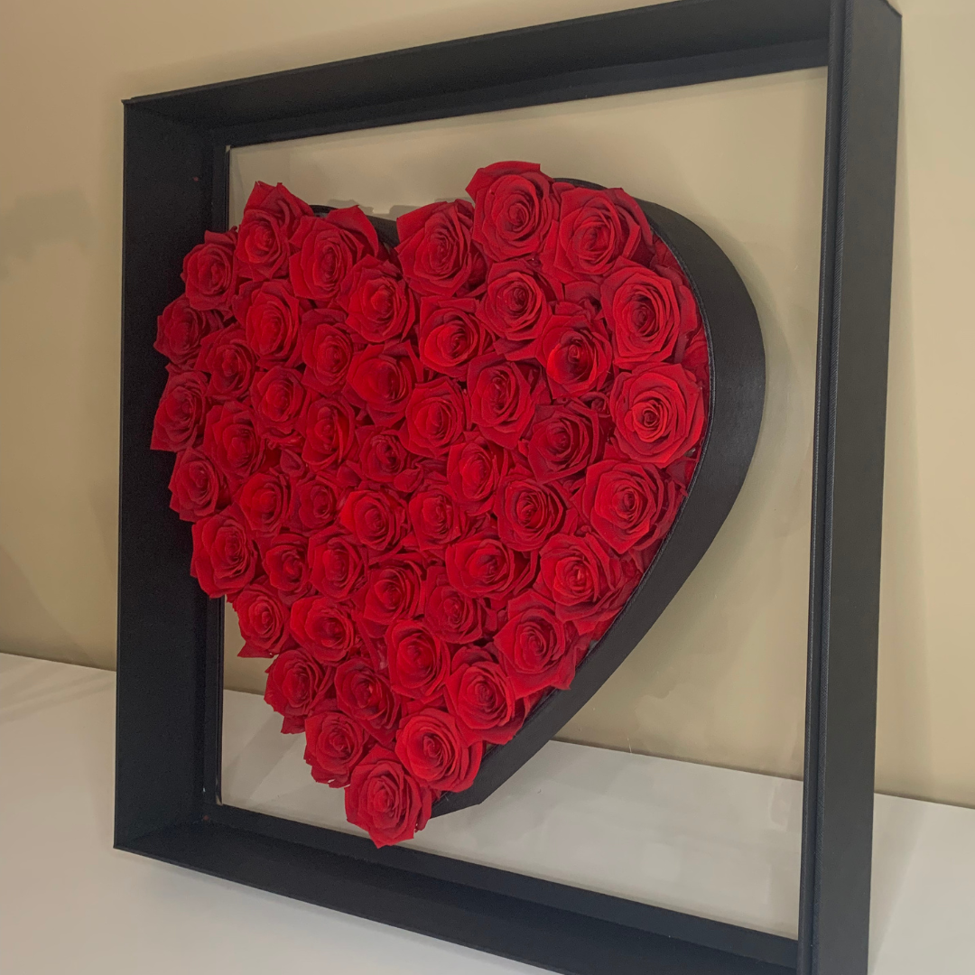 verona home and gift - Wholesale Artificial Flowers - Preserved Eternal Roses In Large Heart Frame8