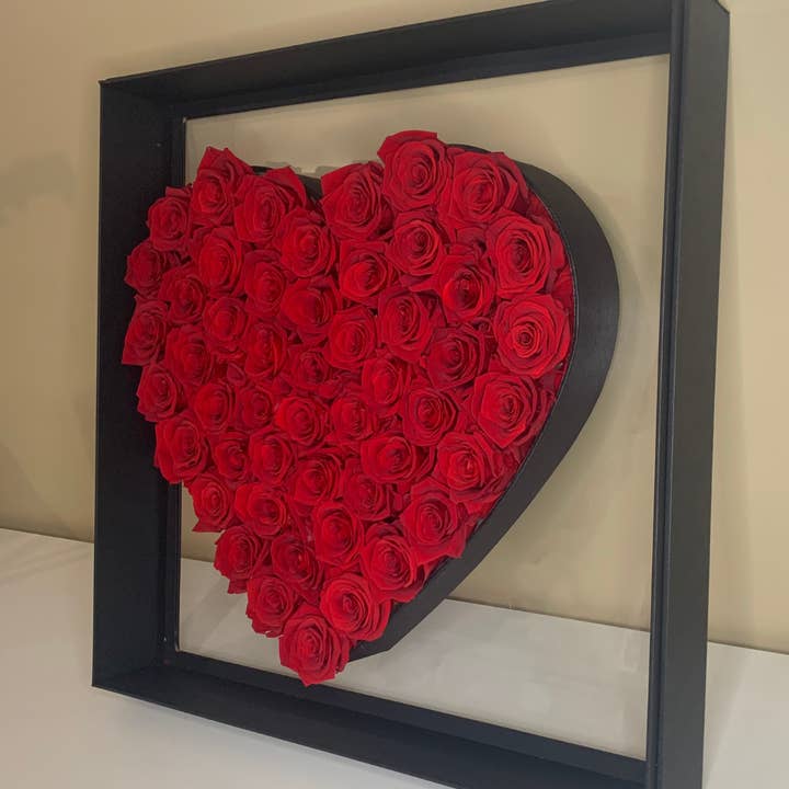 verona home and gift - Wholesale Artificial Flowers - Preserved Eternal Roses In Large Heart Frame8