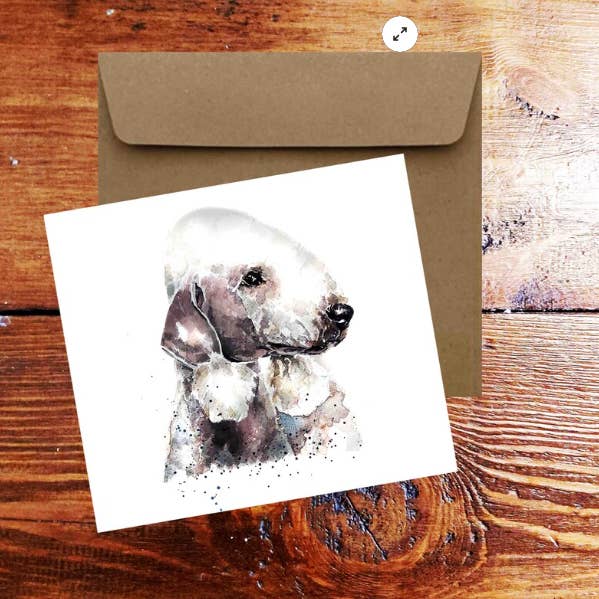 Bedlington Terrier Quadratische Grußkarte, Bedlington Terrier für den Großhandel von edswatercolours
