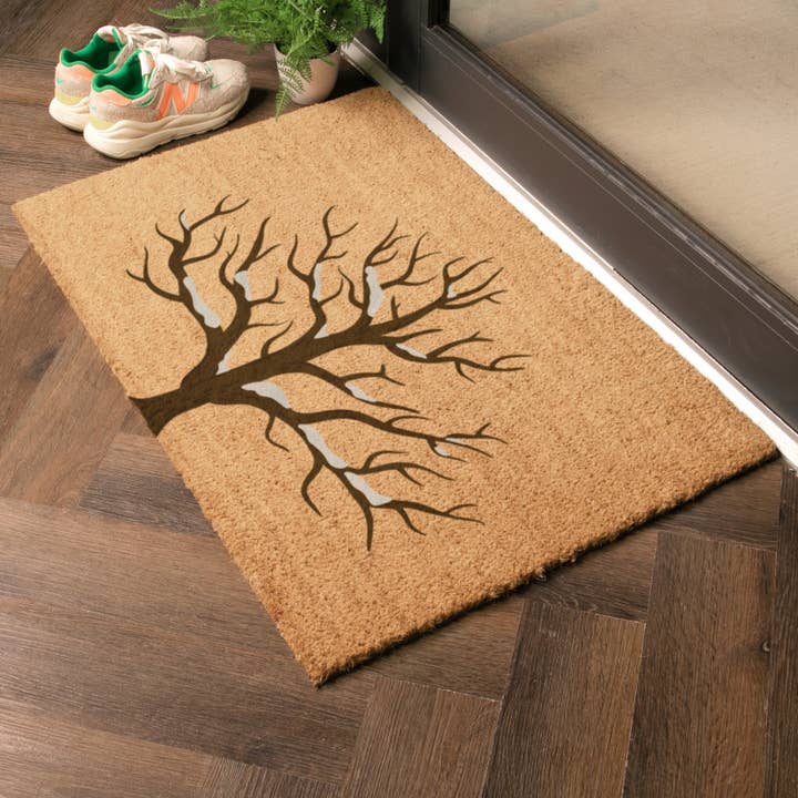 Snowy Tree Coir Doormat (90 x 60cm) for wholesale by Artsy Mats