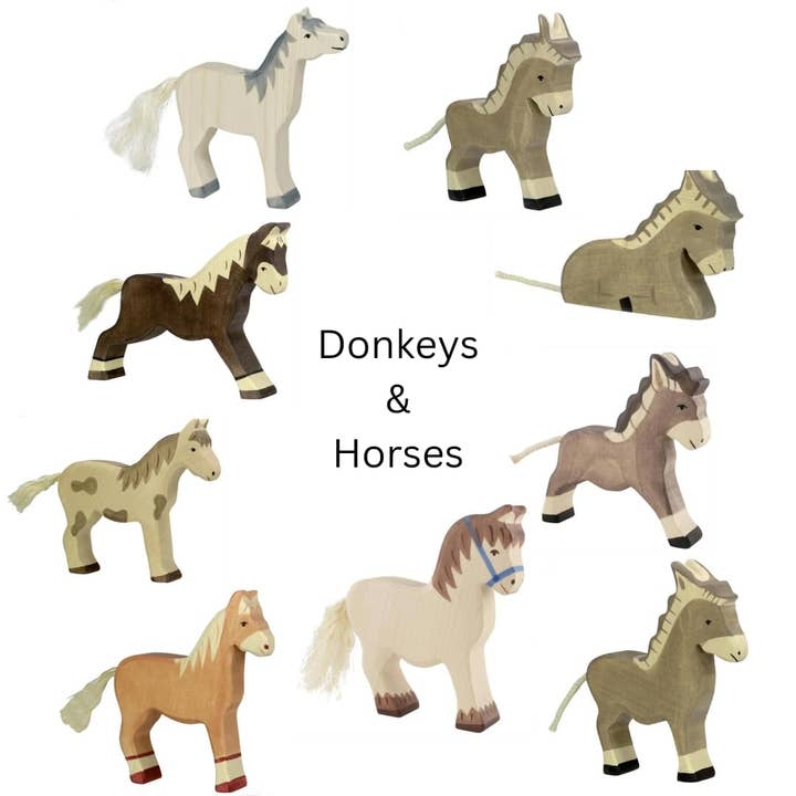 Holztiger Wooden Horses & Donkeys for wholesale by Hello! Playdough!