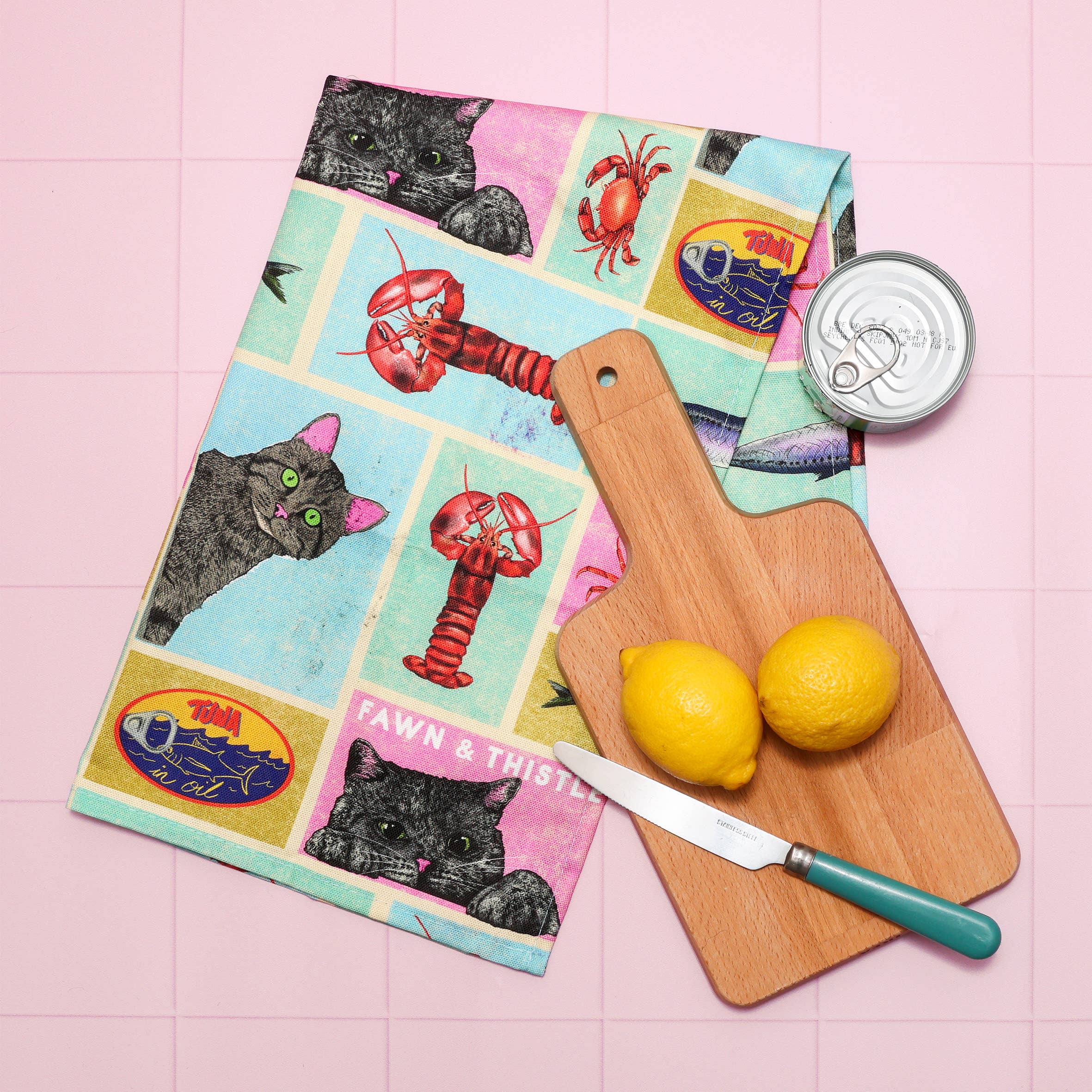 Fawn & Thistle Ltd (US Duties Paid) - Wholesale Tea towel - Cat's Kitchen Tea Towel | 100% Cotton Dish Towel | Sardines9
