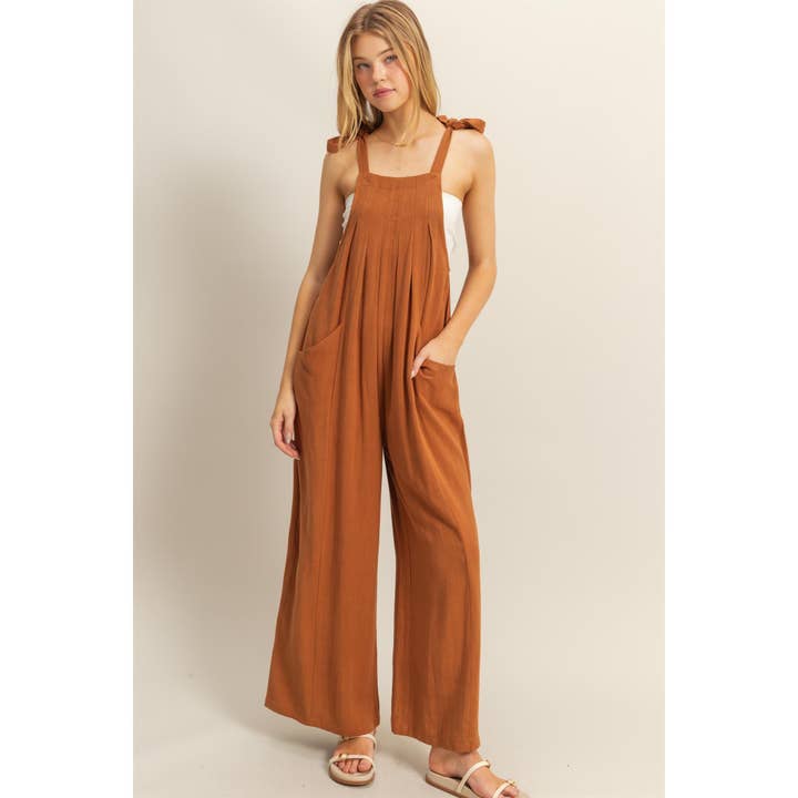 HYFVE – wholesale Jumpsuit – Women's – HF25C822-Self-Tie Shoulder Straps Jumpsuit