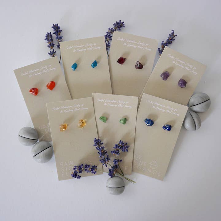Rainbow Crystal Earrings Assorted Pack, Holiday Gifts for wholesale by Raw Stone Elegance