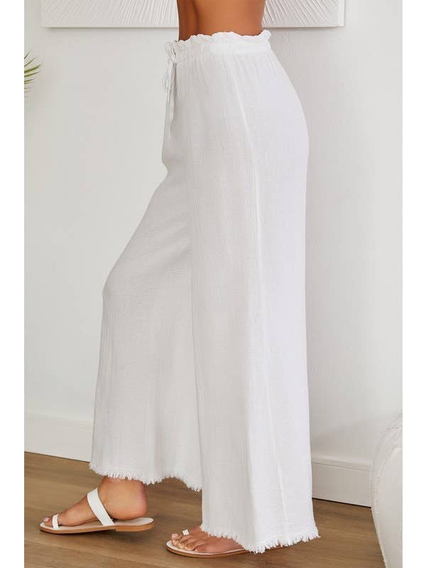 VENTI6 - Vendita all'ingrosso Pantalone - Donna - PANTALONI A GAMBA LARGA CON ORLO A FRANGE IN SETA ITALIANA (6109)11