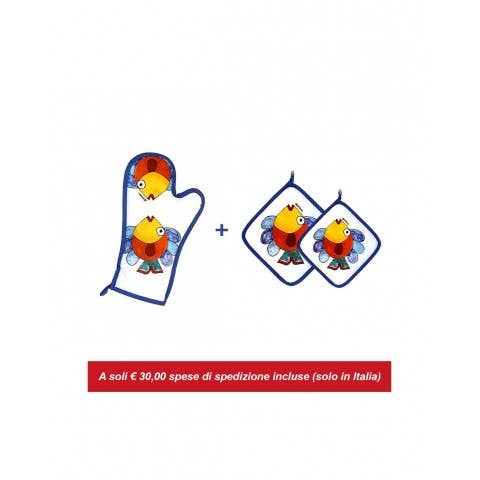 Mother's Day Kit: Oven Mitt + Pot Holders for wholesale by Ceramiche De Simone