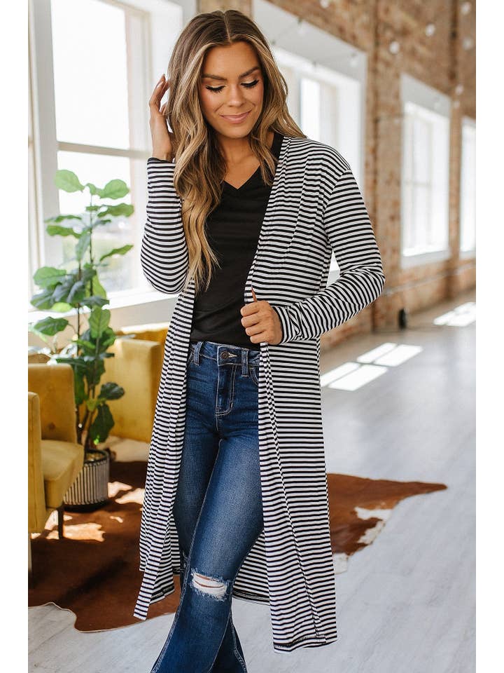 Stripe Jemma Striped Long Cardigan | S-XL for wholesale on Faire