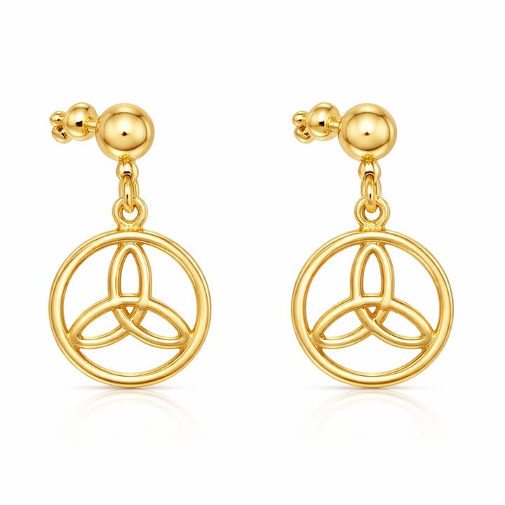 Hängende Ohrringe Triquetra keltisch, 18K vergoldet für den Großhandel von TALISMAN JEWELLERY (D&Fidanverdi, S.L.)