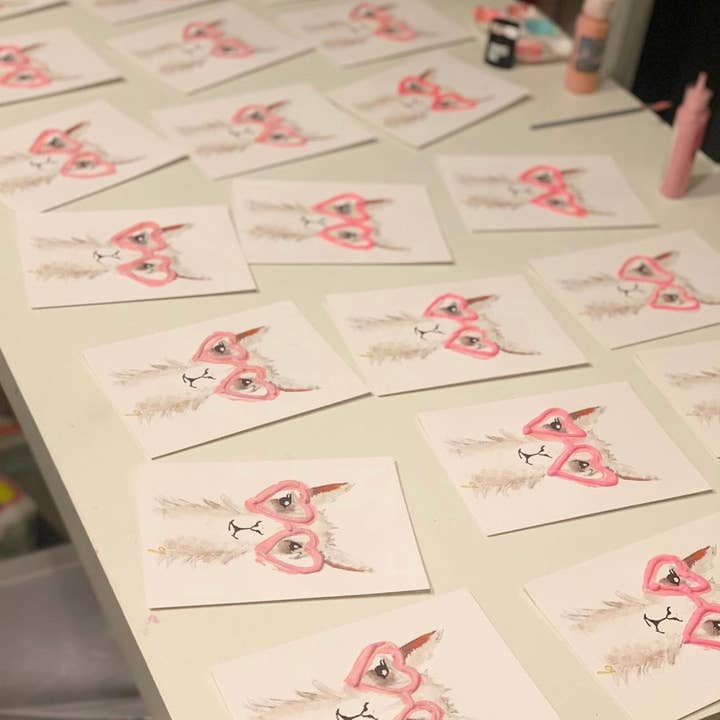 claire jordan designs - Wholesale Valentine's Day Card - Alpaca Heart Glasses | Valentines Day Card | Blank2