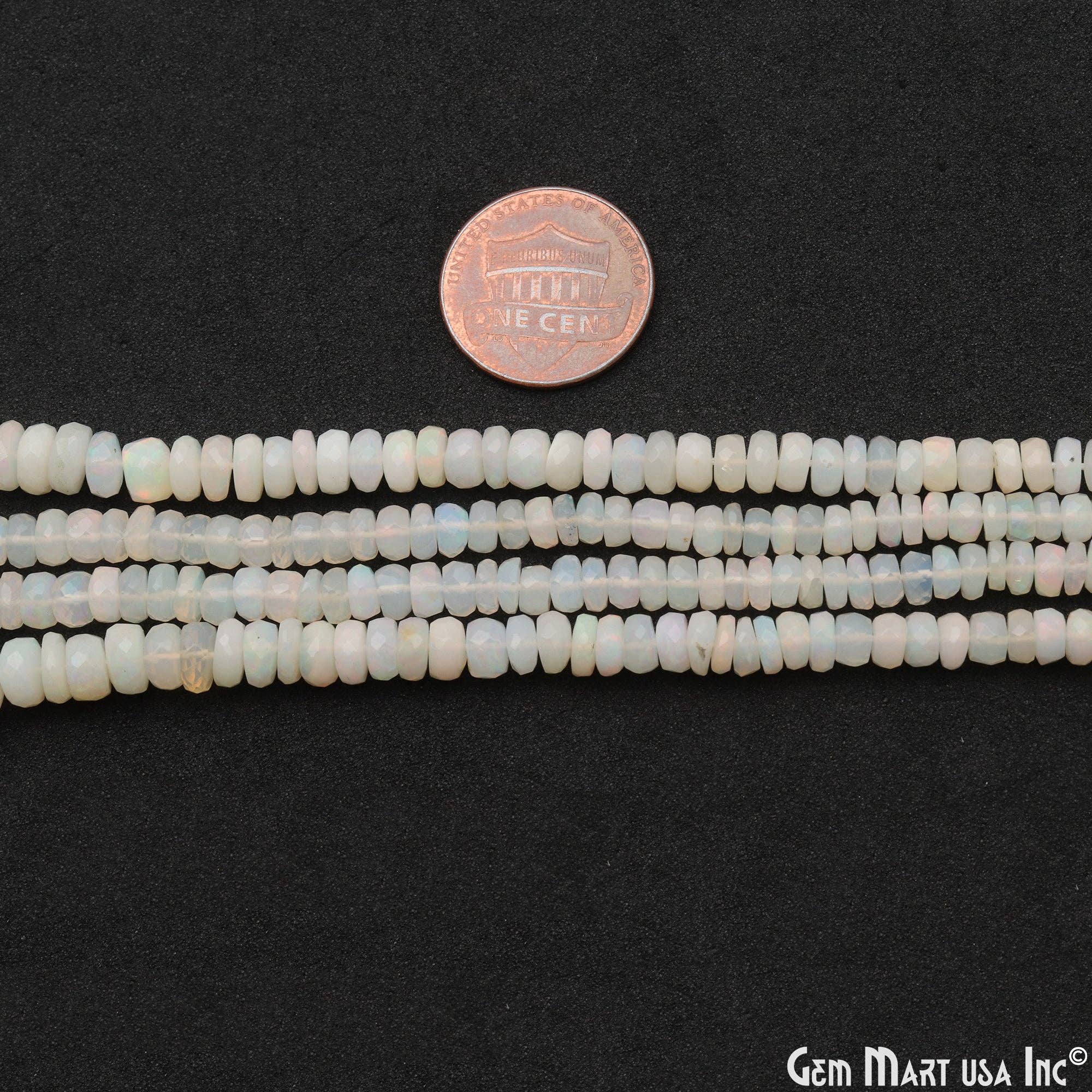 GemMartUSA - Vente Perle - Perles rondelles en opale, fil de pierres fines naturelles de 33 cm, 4-5 mm2
