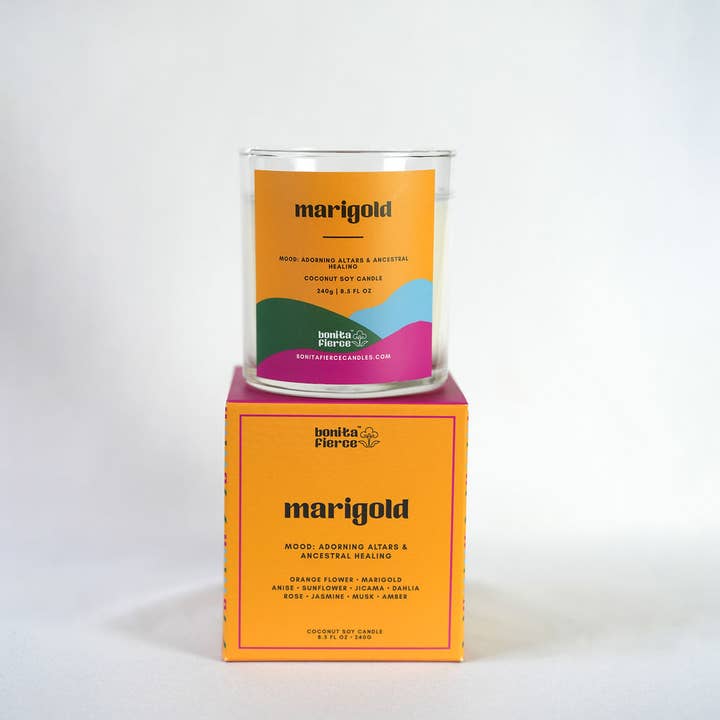 Bonita Fierce Candles - Wholesale Jar/Filled Candle - Marigold Candle | Dia De Los Muertos Candle3