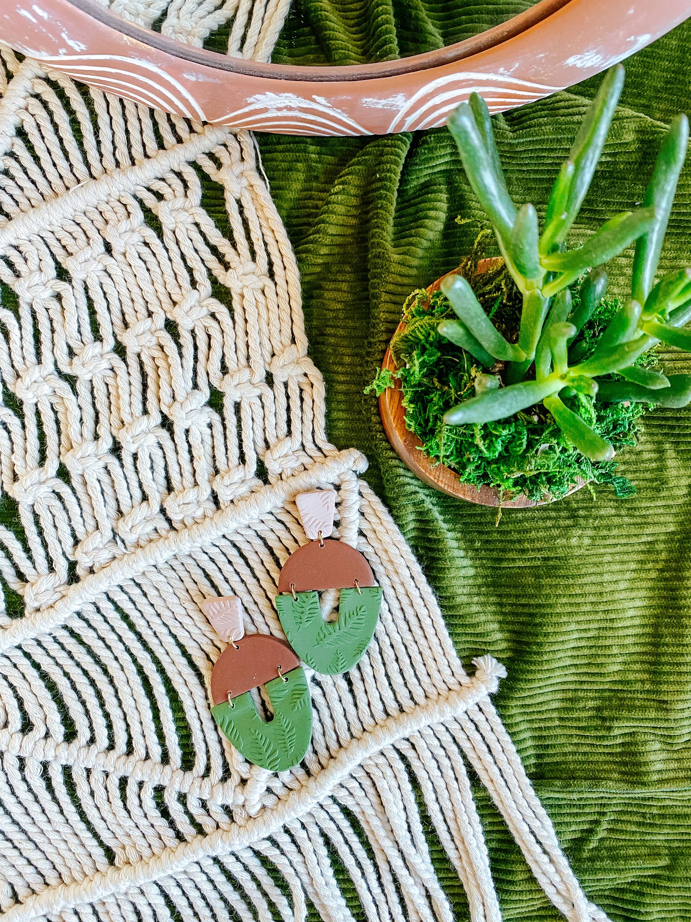 Lauren Likes Art - Wholesale Dangle Earrings - Boho Polymer Clay Statement Earrings in Earth Tones4