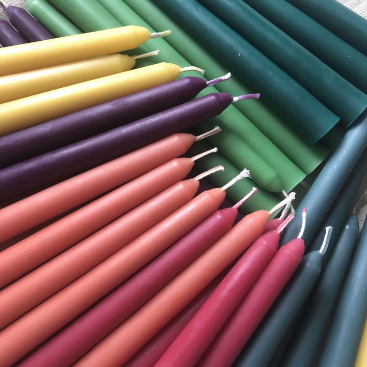 Five Bees Yard - Wholesale Tapered Candle/Candlestick - Coloured Beeswax Taper | Pastel Color Dinner Candle |Eco Dye