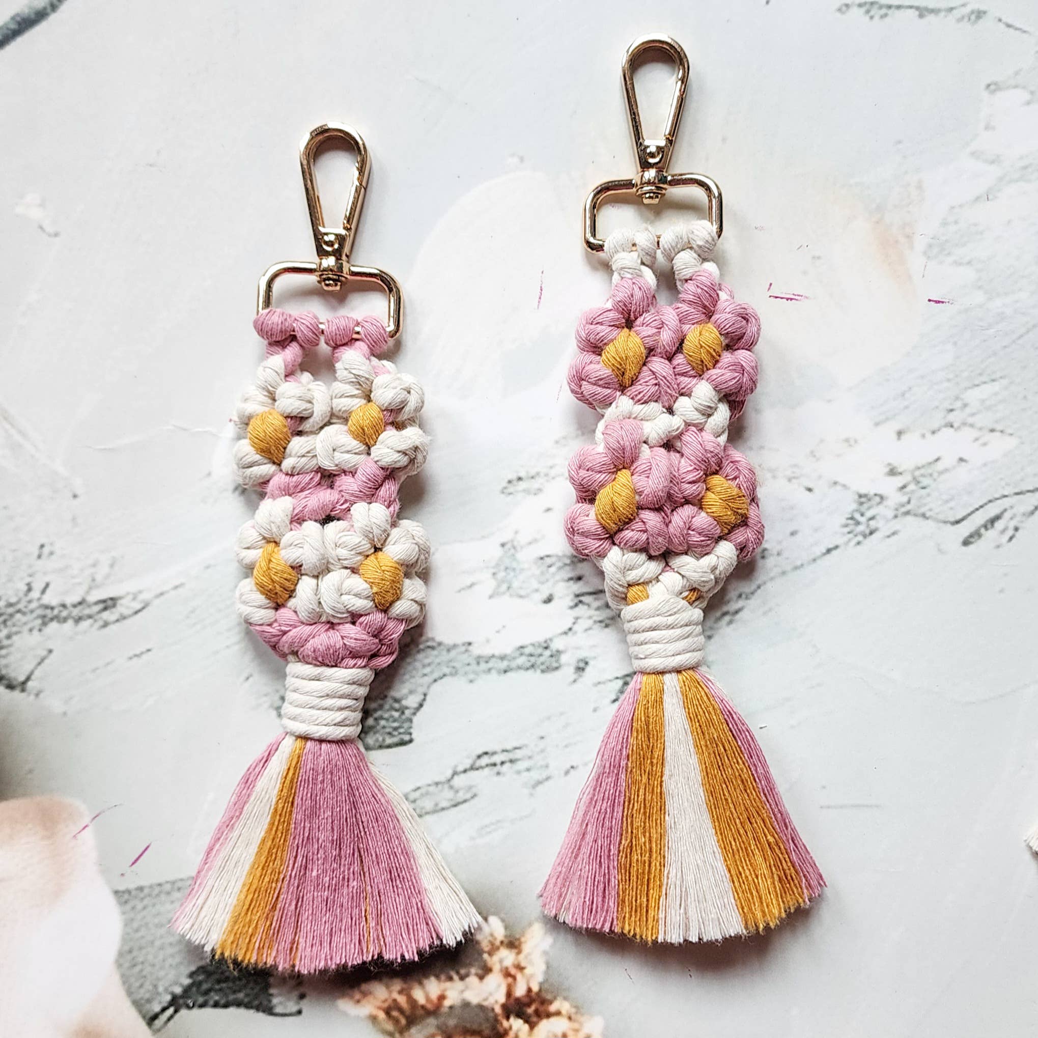 Handmade By Uruba – wholesale Keychain – Women's – Color Pop Macrame Keychain | Handwoven Boho Tassel Accessory8