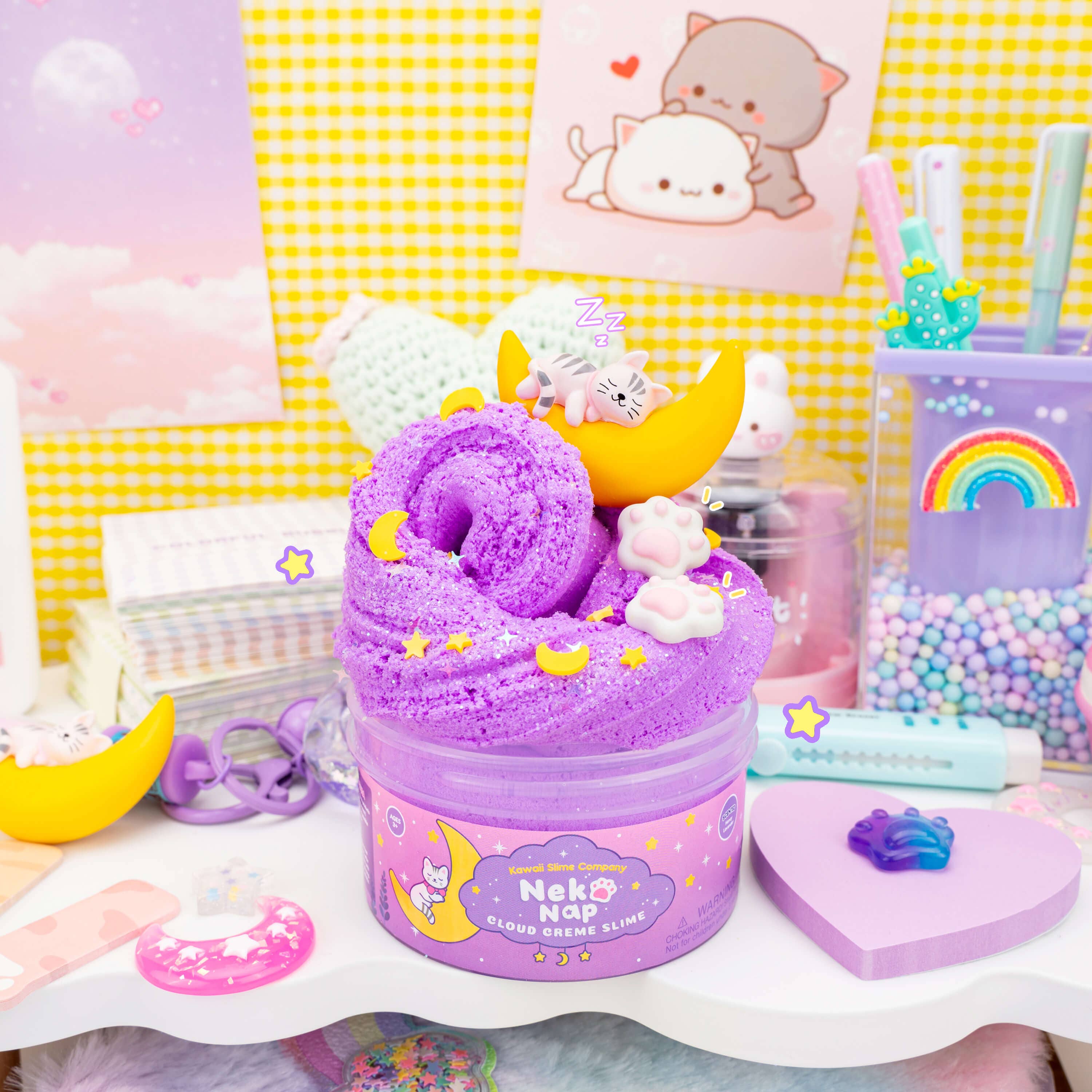Kawaii Slime Company - Vente Pâte ingénieuse/slime – enfant - Neko Nap Cloud Creme Slime (4 pièces/caisse)5