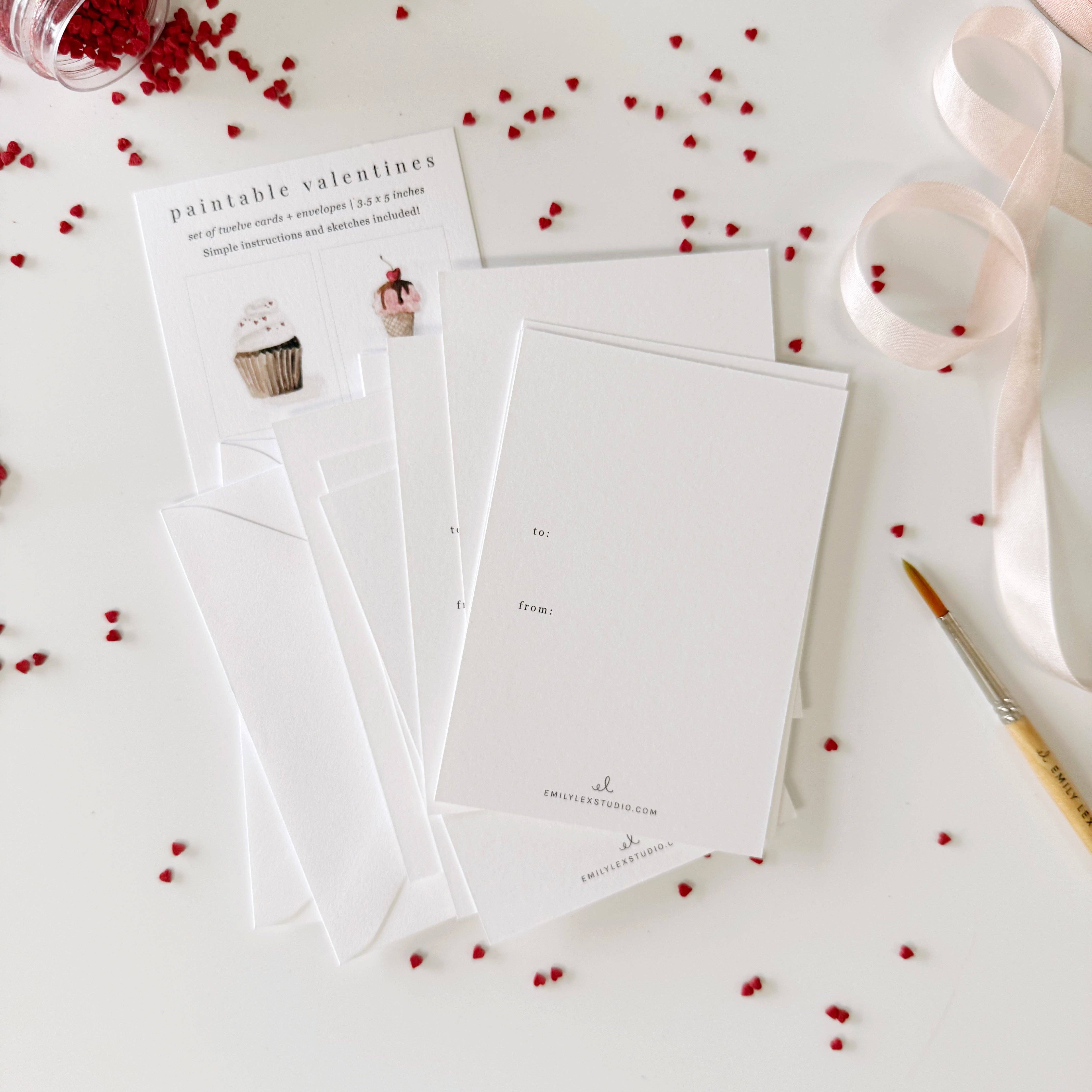 emily lex studio - Wholesale Stationery/Notecard Set - sweet treats paintable valentines2