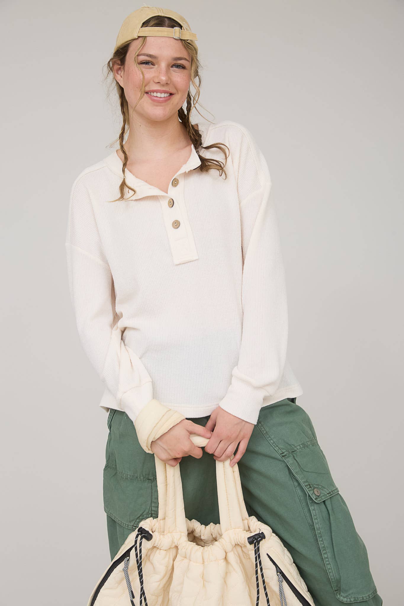 Blu Pepper - Wholesale Knit Top - Women's - RIBBED HENLEY LONG SLEEVE KNIT TOP5