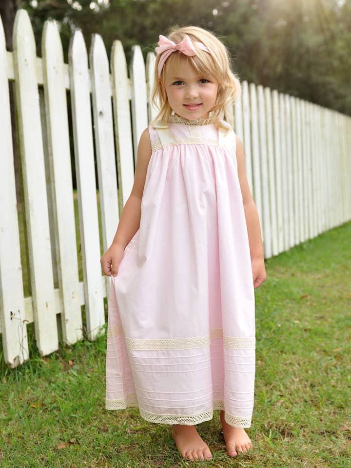 Posh Pickle - Wholesale Dress - Kids - Cambridge Pink Sleeveless Heirloom Dress4