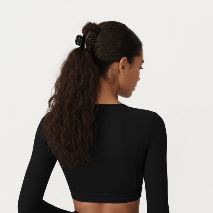 Active by Anna-Kaci - Wholesale Athletic Top - Women's - Ribbed Cropped Long-Sleeve Top with Square Neckline and Contour Seaming23