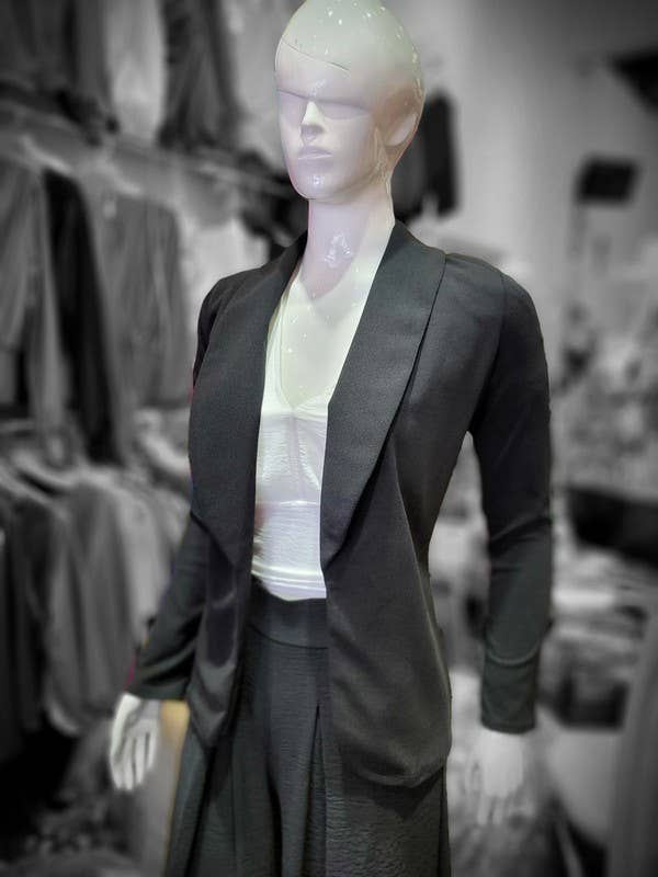 Lemon Tree - Wholesale Blazer - Women's - TECHNO CREPE MATERIAL SOLID HIGH STRETCH STRAIGHT SLEEVE4