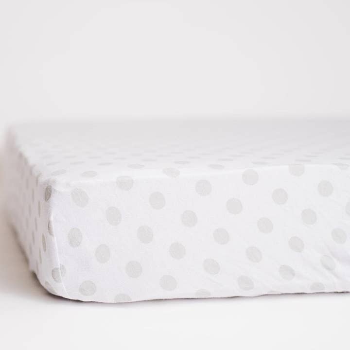 Gray Polka Dot Fitted Crib Sheet for wholesale by NODNAL Co.
