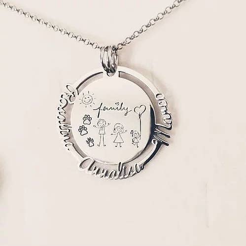 Familieketting met ronde gegraveerde medaille voor wholesale door M di Martina