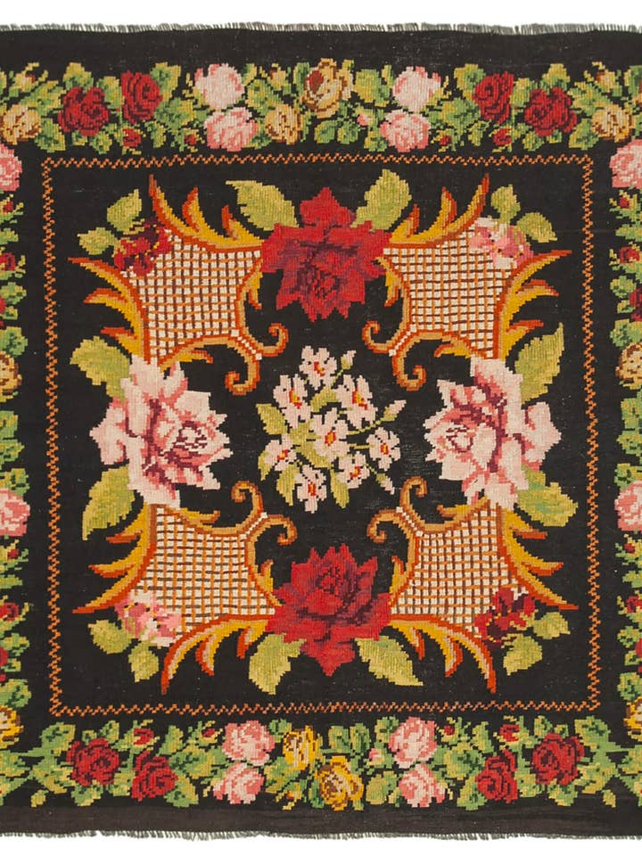 Alfombra Kilim Moldava Negra Hecha a Mano de 6x6 - 23275 para venta al por mayor de RUG N CARPET