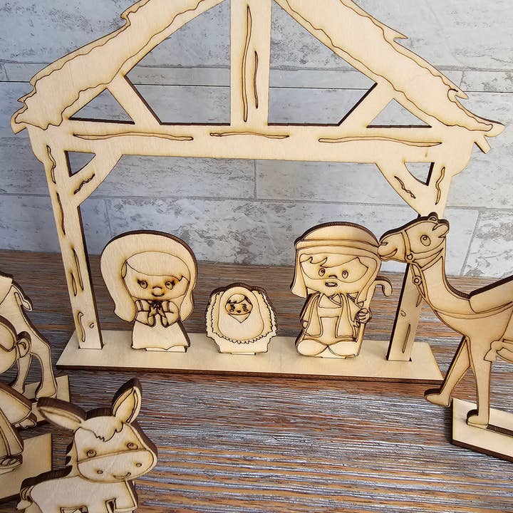 LB Personalized Design - Wholesale DIY Craft Kit - Wood Nativity Set - DIY Paintable Christmas Craft3