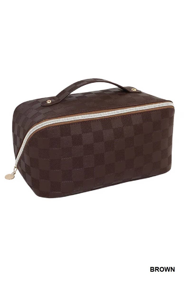 42POPS - Wholesale Make-up tas/toilettas - Vegan leren make-uptasje met geruit patroon8