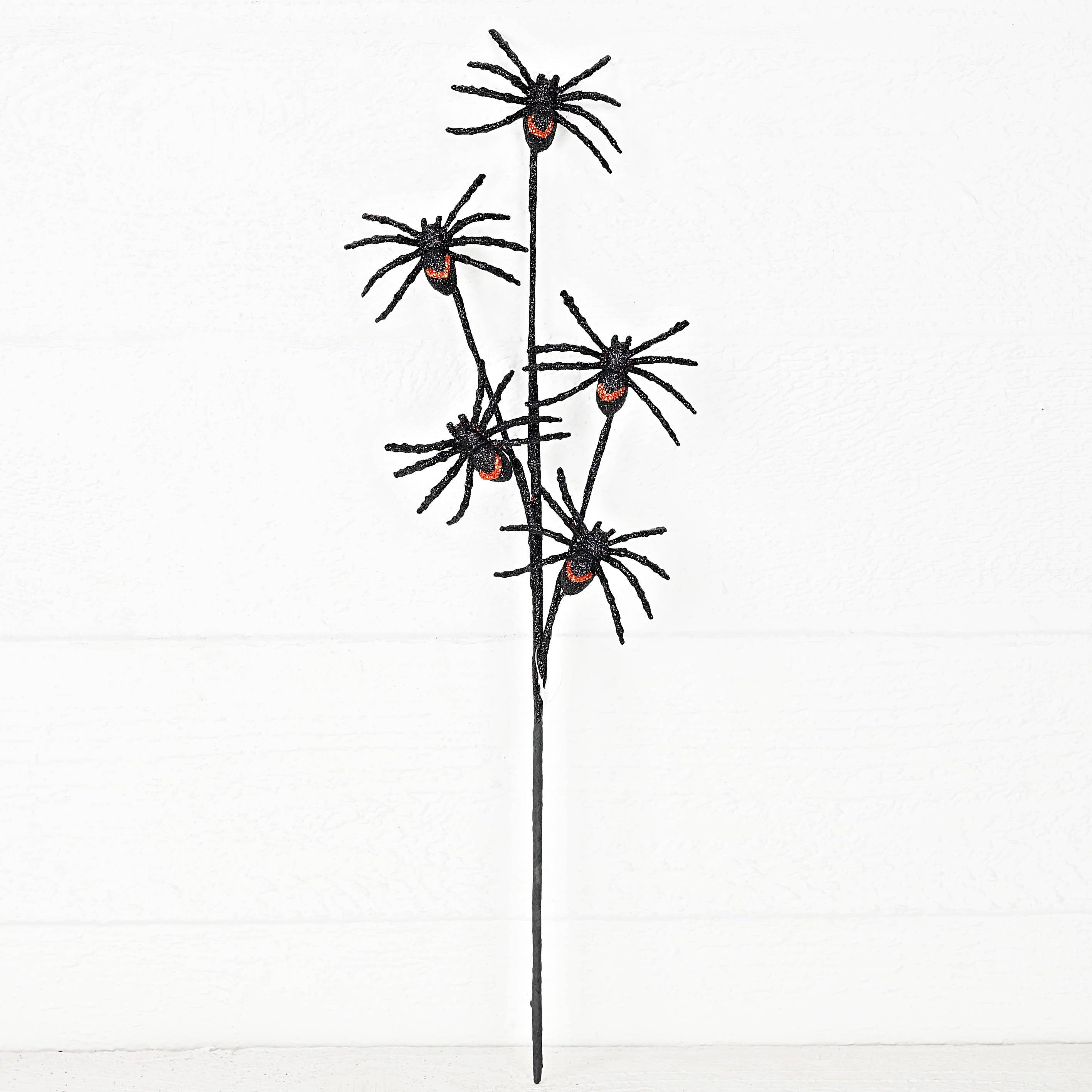 Impressive Enterprises, Inc. - Wholesale Artificial Flowers - 31905-18in Spray-Glittered mini Black SpidersX51