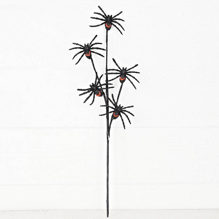 Impressive Enterprises, Inc. - Wholesale Artificial Flowers - 31905-18in Spray-Glittered mini Black SpidersX51