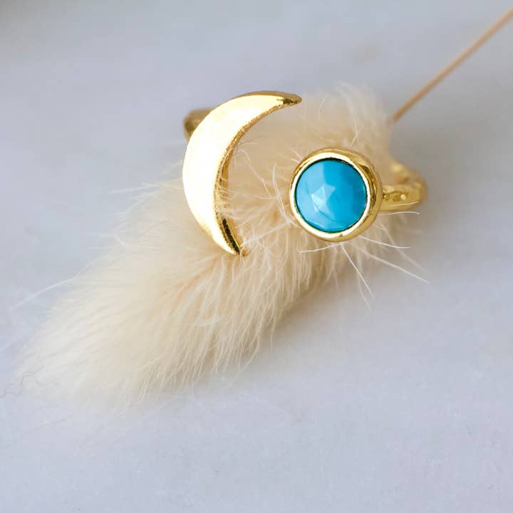 Mesa Blue - Wholesale Cocktail/Statement Ring - Turquoise Crescent Ring