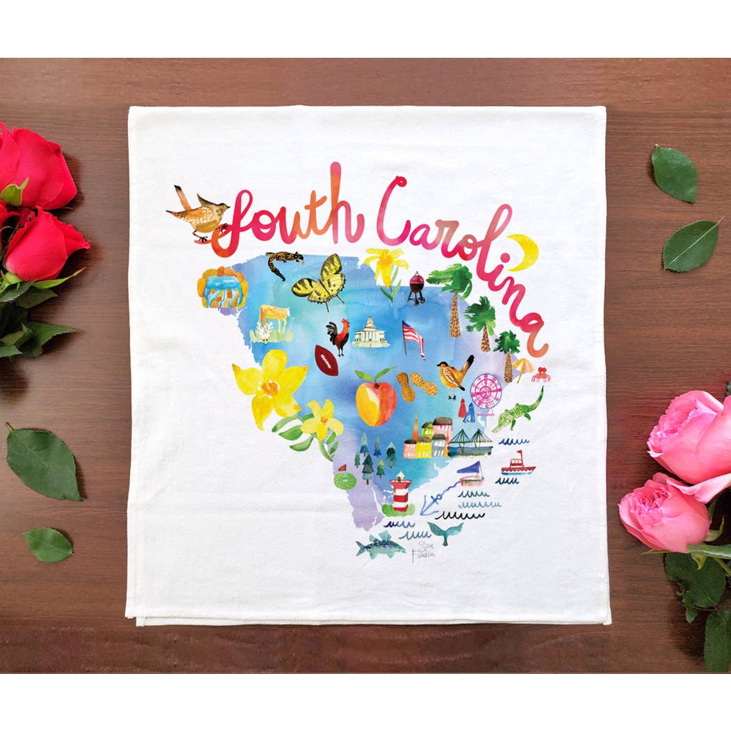 Allport Editions - Vente Torchons - Série de serviettes avec cartes à l'aquarelle - découvrez les 28 États !17