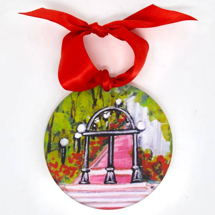 UGA Landmark Acrylic Disc Ornament for wholesale by HAVE MERCY LLC