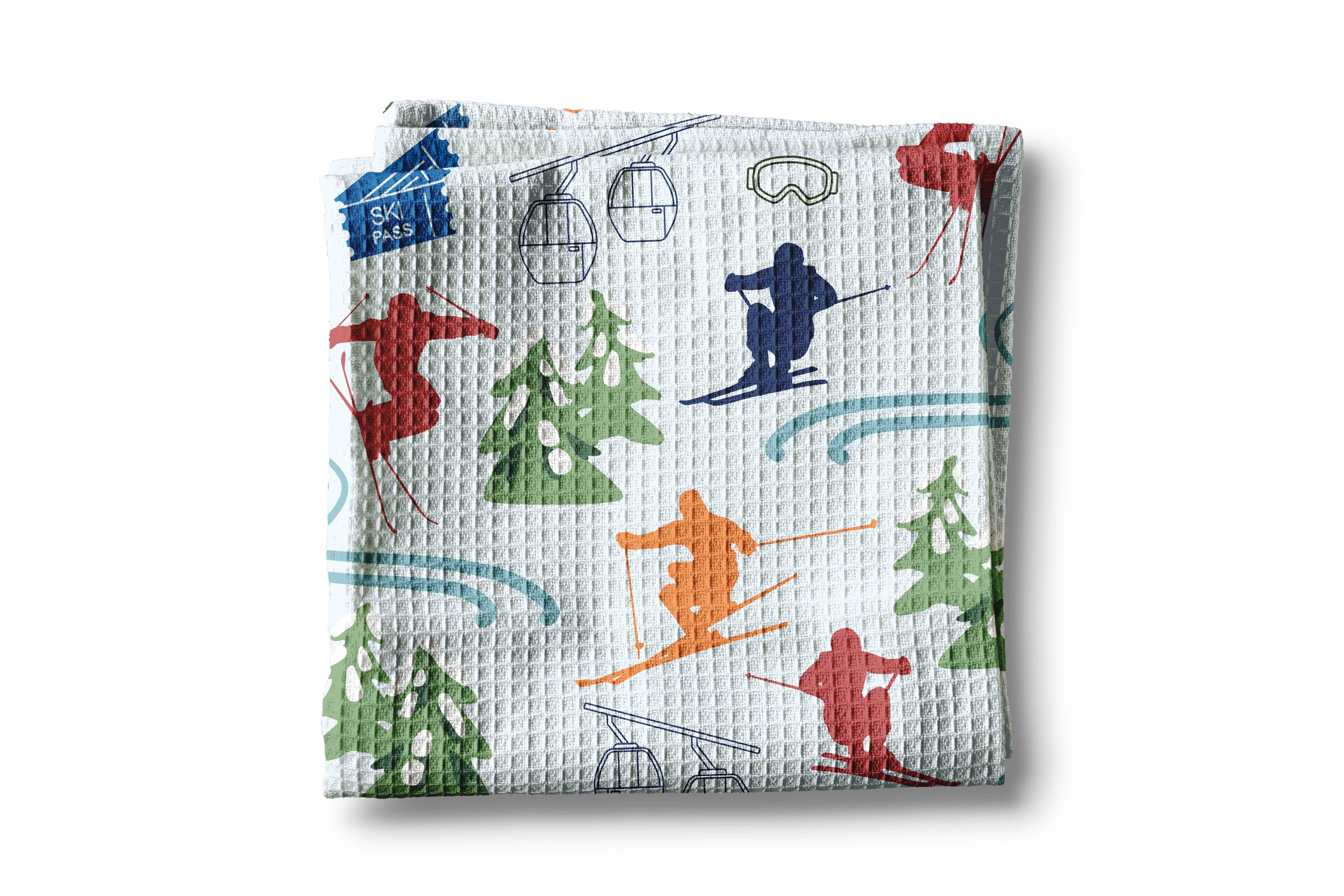 Canary Road - Wholesale Tea Towel - Skiing Mountain Ski Lodge Christmas Kitchen Towel Waffle0