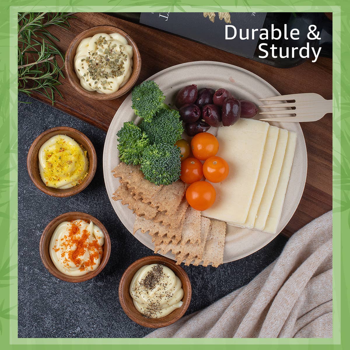 Ibambo - Vente Assiette jetable - Assiettes en carton jetables en bambou Ibambo, 7 pouces, paquet de 1252