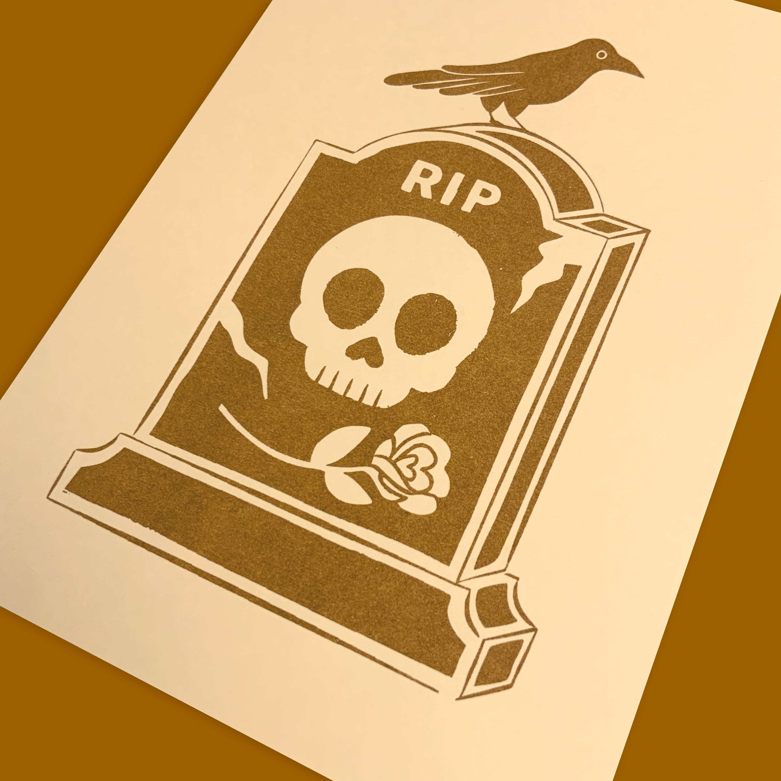 Wildkat Studio - Wholesale Art Print - Raven & Gravestone Risograph Art Print1