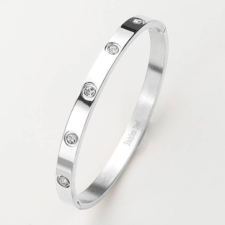 Sensibling Corp. - Wholesale Bangle Bracelet - Stainless Steel Crystal Embellished Bangle Bracelet
3