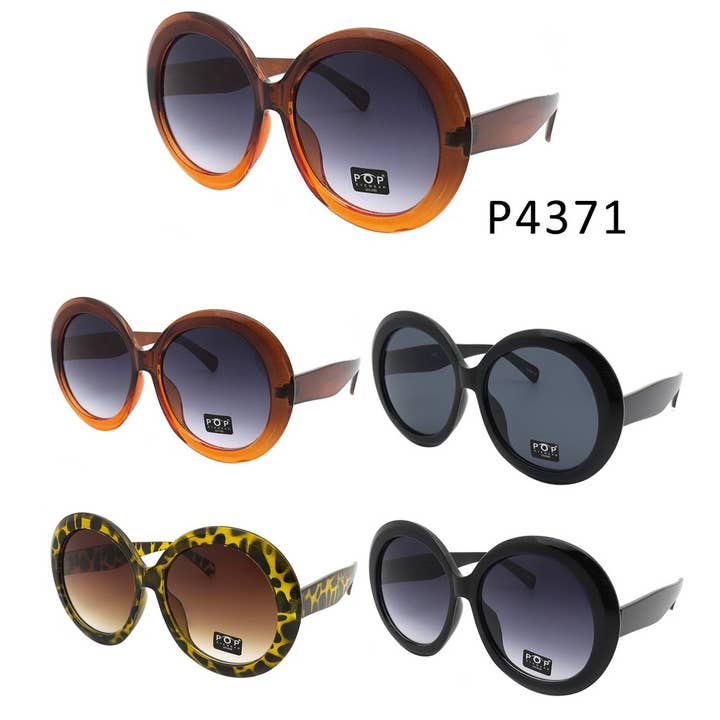 Retro Oversized Fashion Round Sunglasses P4371 for wholesale by Pop Fashionwear Inc