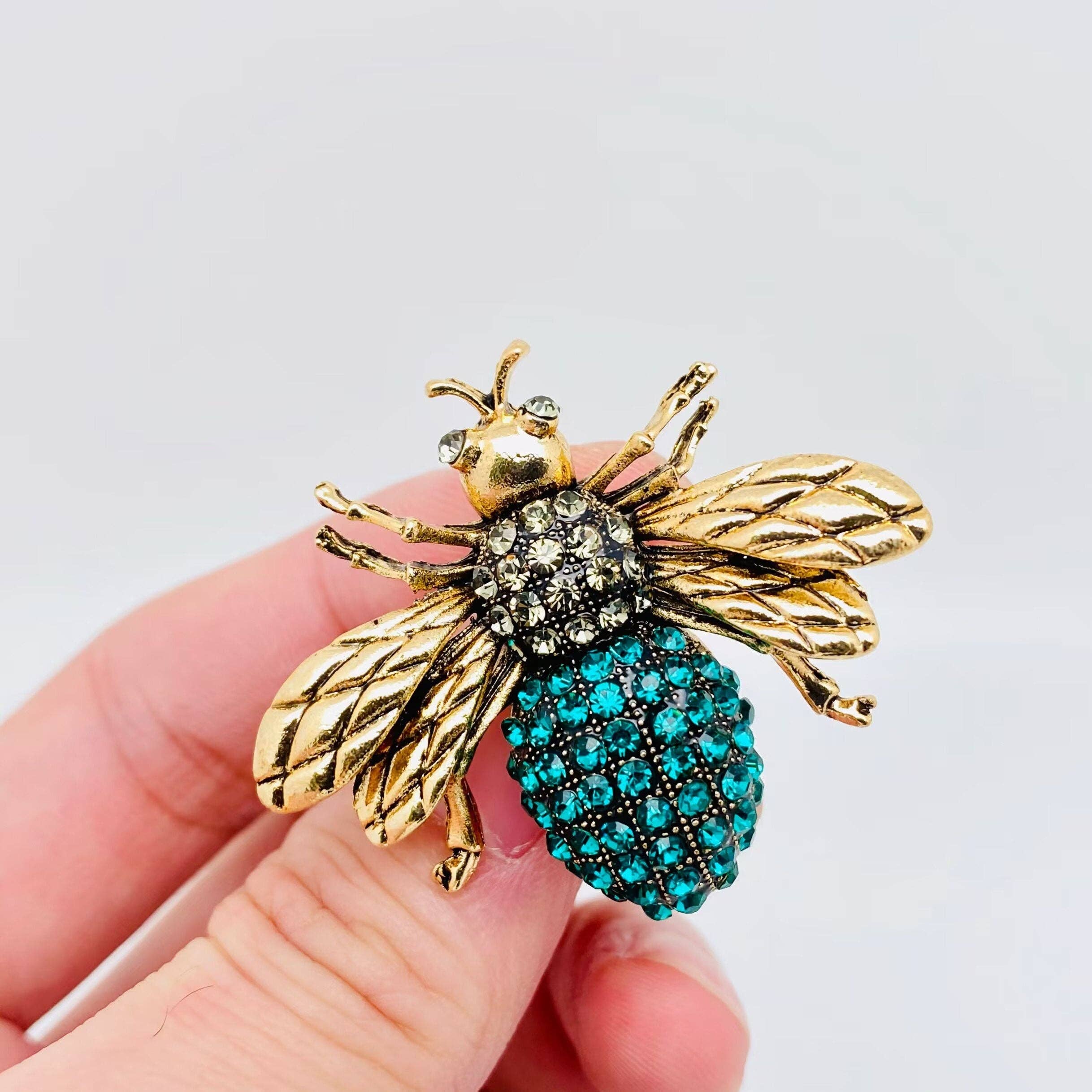 Mio Queena - Vente Broches - Broche abeille en métal avec strass, pince à vêtements0