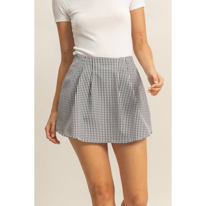 HYFVE - Wholesale Skort - Women's - HF22F155-Gingham High-Waisted Skort