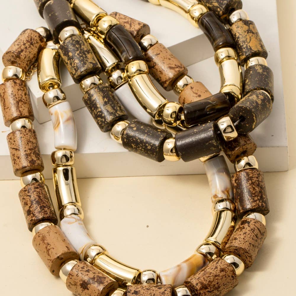 Anarchy Street - Vendita all'ingrosso Collana con ciondolo/pendaglio - Collana a strati con perline tubolari miste e voluminose0