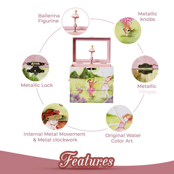 Enchantmints – wholesale Smyckeskrin och organisatörer – Barn – Musikaliskt smyckeskrin Two Time TuTu med ballerina för flickor3
