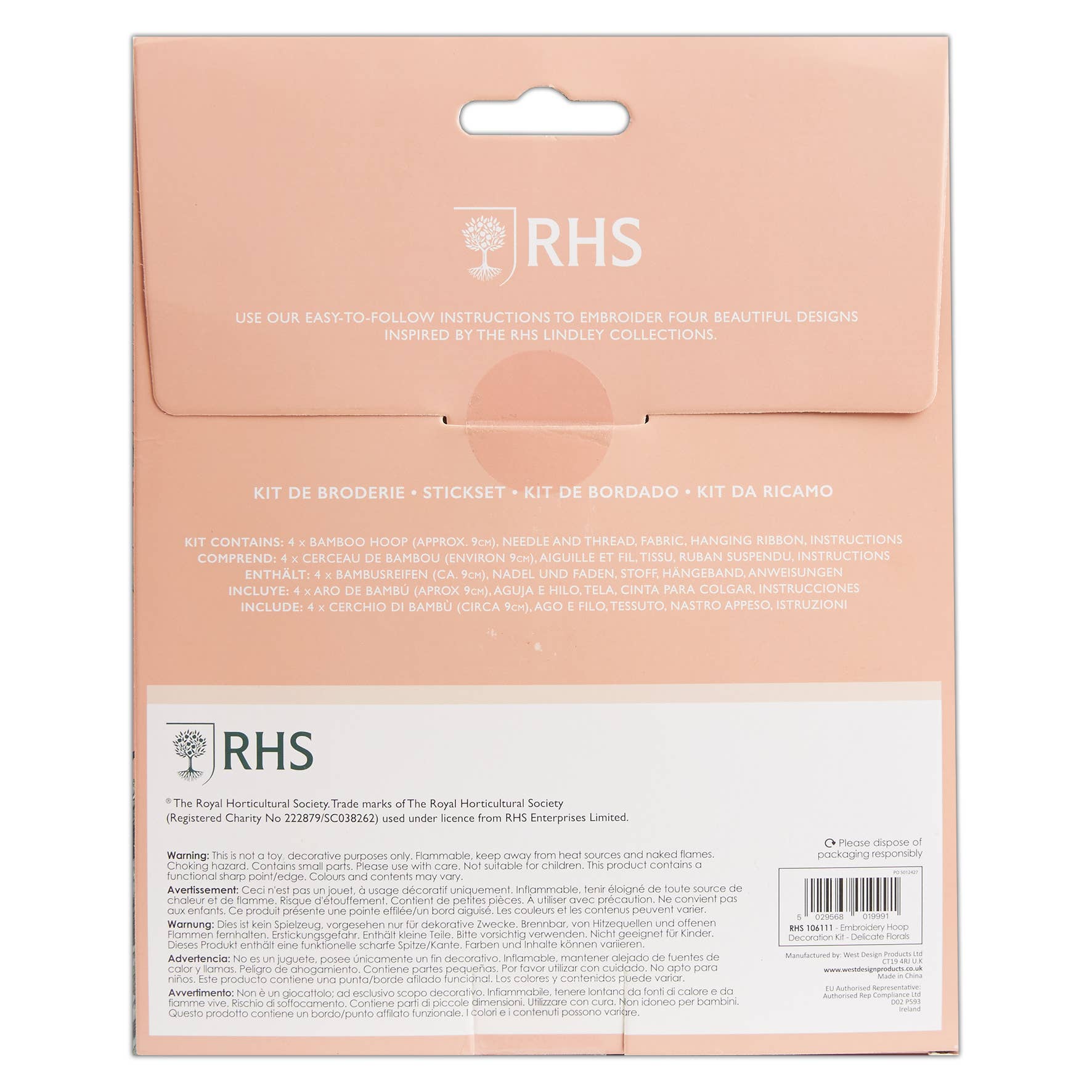 West Design Products - Wholesale Craft sewing kit - Royal Horticultural Society Embroidery Hoop Miniature Floral1