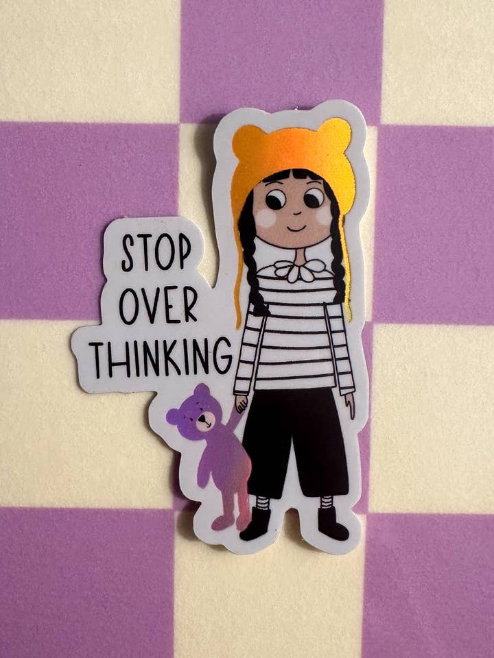 Adesivo olografico STOP OVERTHINKING per la vendita all'ingrosso da parte di StudioSonna