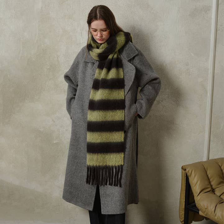 Dipped Shop - Wholesale Scarf - Women's - Striped Color Block Thicken Tassel Warm Scarve DPS13158
