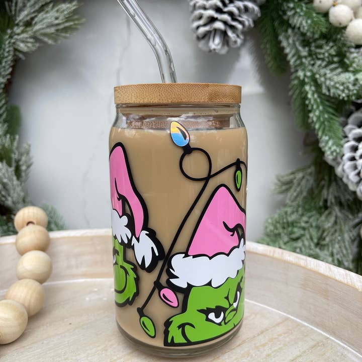 Little Design Collective - Wholesale Drinking glass/cup - The Grinch Christmas Can Glass2