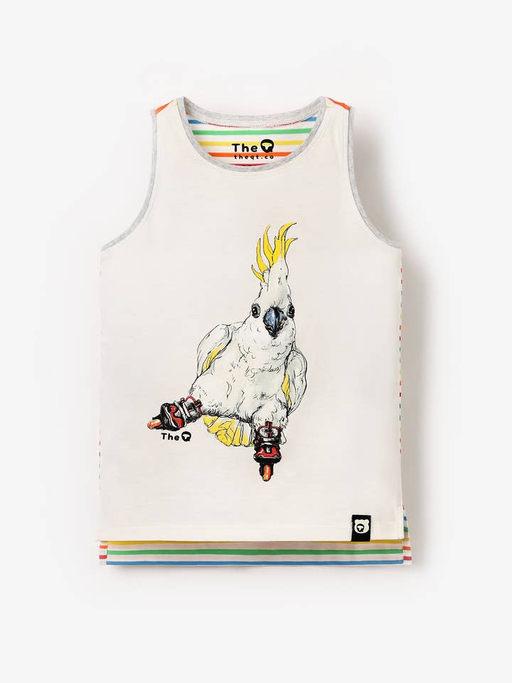 Débardeur bio Hi-Lo - Skating Cockatoo pour la vente par The QT (UK)
